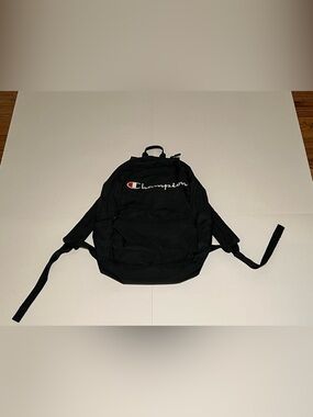 Champion Black Backpack with Red & White Logo